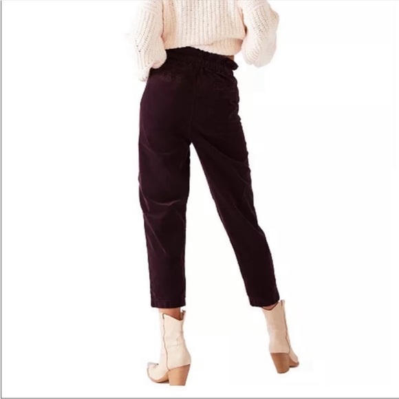 Free People Margate corduroy maroon high rise  trouser pants - Picture 2 of 10